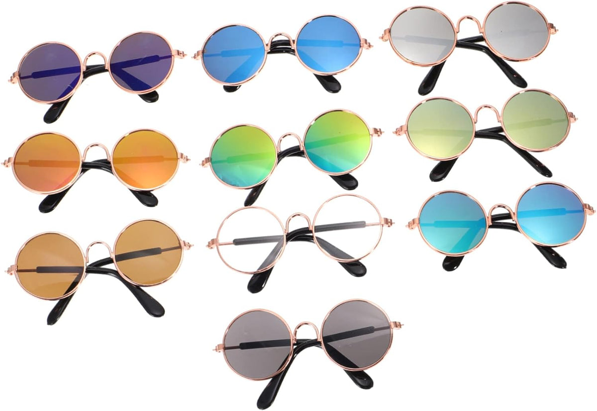 BESPORTBLE 10pcs Pet Dog Puppy Cat Sunglasses Dog Goggles for Small Round Lens Design Comfortable for Kitten and Puppy
