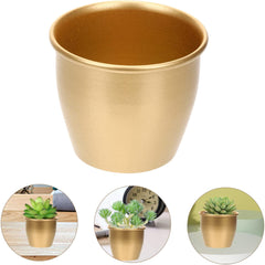 Metal Flower Pot Modern Gold Iron Planter for Indoor and Outdoor Use for Succulents and Plants and Stylish Decorative Container for Home and Garden