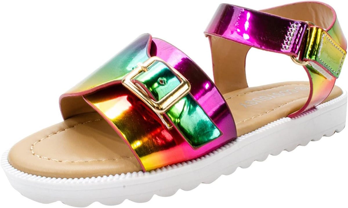 Toddler Sandals Girl Children Thick Sole Gradient Sandals Fashion Soft Beach Shoes Little Girls Sandals Sandals Wear (Hot Pink, 13.5 Little Child)