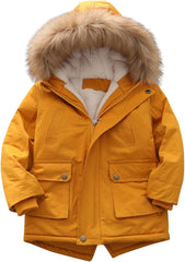 Water Resistance Jacket Quilted Boy's Thick Lined Jacket Winter Winter Pu-ffer Girls Outerwear Kids Par-ka Kid