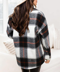 Beaully Women's 2025 Fall Clothes Plaid Shacket Jacket Long Sleeve Button Down Flannel Shirts Fashion Jacket