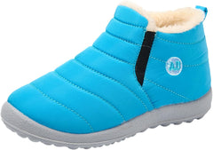 Boys Girls Kids Snow Boots Warm 𝐅𝐮𝐫 Lined Slip On Winter Splashing Shoes Lightweight Comfy Outdoor Booties