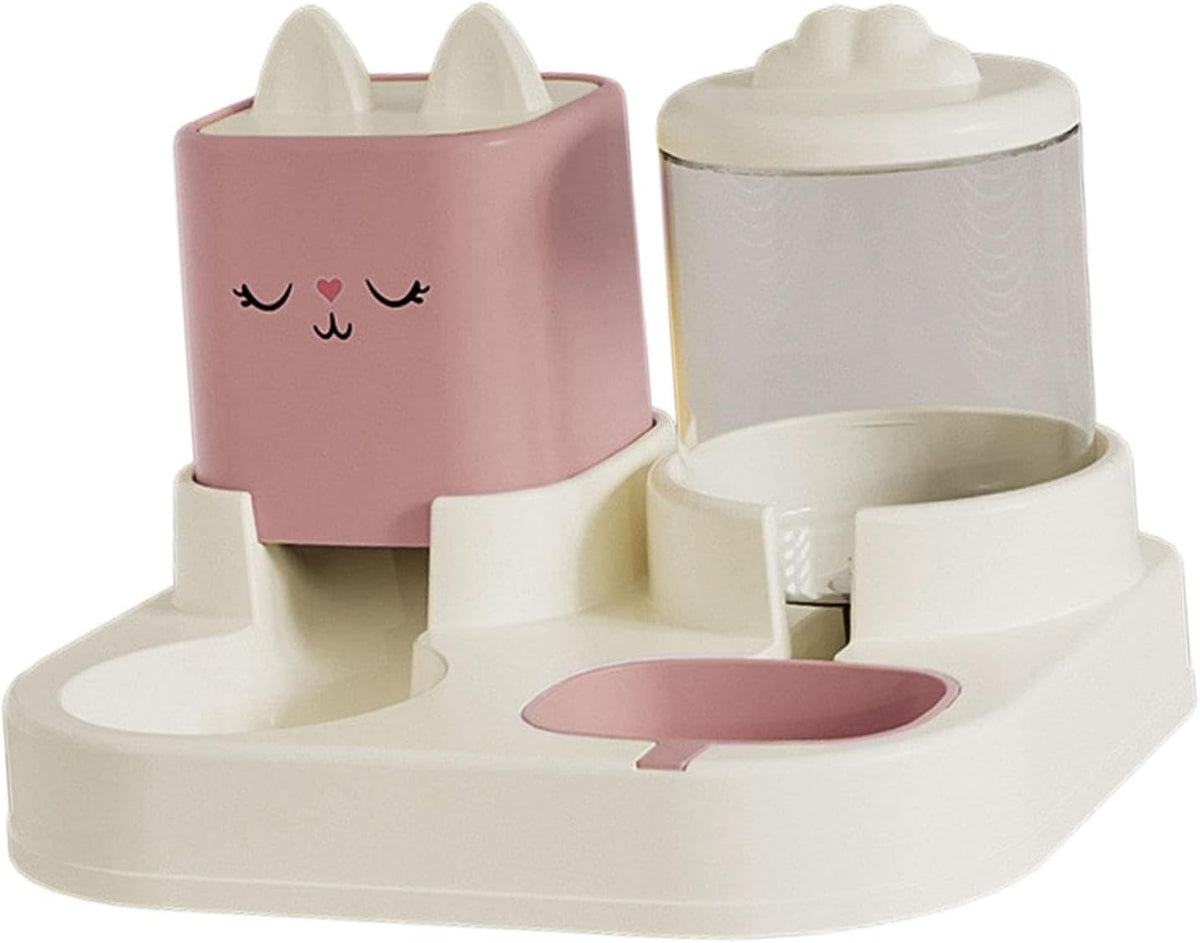 Automatic Cat Feeder Waterer, Food Bowl, Removable Pet Water Food Bowl with Water Dispenser for Indoor, Bunny