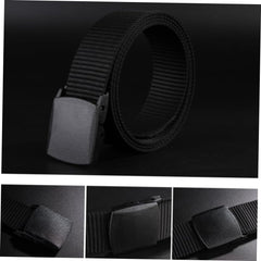 Men's Canvas Belt Lightweight Nylon Casual Belt Military Style Buckle Non-metallic Airport-friendly