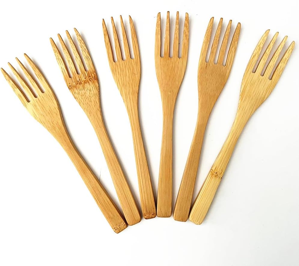 6-Piece Bamboo Utensils Bamboo Four Fork