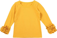 Ruffles Long Sleeve Crewneck T-Shirts for Little Girls Solid Color Basic Blouse Tee Tops Toddler Girl Girl Long Sleeve