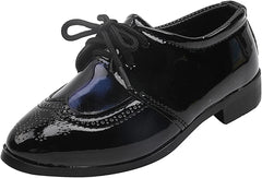 Summer and Autumn Fashion Boys Casual Leather Shoes Solid Color Lace Up Pointed Lace Up Boys Tan Boots Size 5 (Blue, 9-9.5 Years)