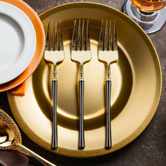 Blue Sky Infinity Flatware Salad Forks - Elegant Gold & Black Disposable Cutlery - 20 Count | Perfect for Upscale Events & Effortless Cleanup
