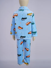 Girls Boys Winter Fleece Pajamas Set Kids Cartoon Pattern Cardigan with Thicken Pants Sleepwear 2PCS