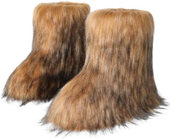 Women's Faux Fur Boots Size 9 - Mid-Calf Winter Snow Boots with Fluffy Lining, Y2K Fashion Warm Shoes for Women