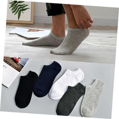 GALPADA Cotton Ankle Socks for Men No Show Breathable Elastic Black 5 Pairs Pack