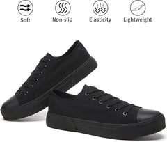 yageyan Men Canvas Low top Shoes Classic Casual Sneakers Black and White Fashion Shoes