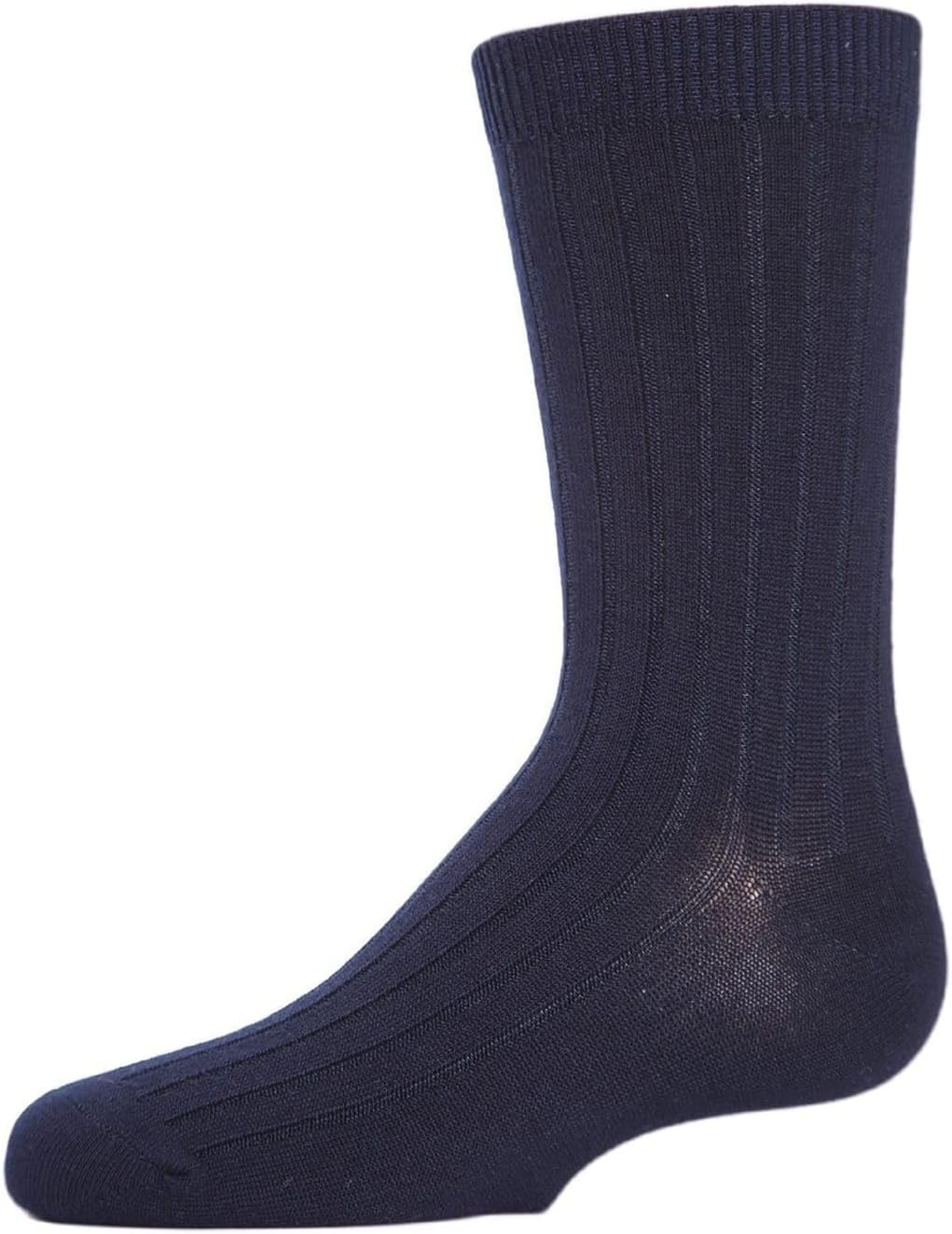 MeMoi Boys' Essential Ribbed Mercerized Cotton Crew Socks