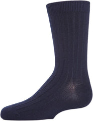 MeMoi Boys' Essential Ribbed Mercerized Cotton Crew Socks