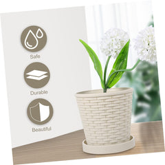 Milisten 1set Multi-Purpose Resin Planter Pot with Tray for Indoor and Outdoor Use for Growing Vegetables and Flowers Scratch-Resistant and Design