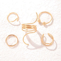 Wave Geometric Open Ring Set Minimalist Stackable Jewelry Accessories