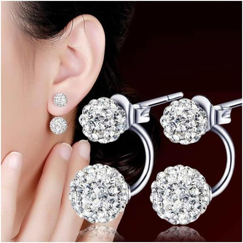 1 Pair Silver Exquisite Diamond-Studded Earrings, Silver Plated Trendy Design Hoop Earring, Sparkling Cubic Zirconia, Eye-Catching Gemstone Center, Ideal for Any Occasion (Silver)