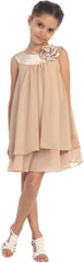Satin Bib Neckline & Chiffon A-line Big Girls Flower Girl Dress