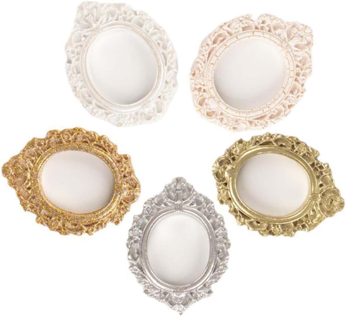 5pcs Mini Vintage Resin Picture Frame Pure Matte Shimmering and Textured Frames for Landscapes and Home Decor