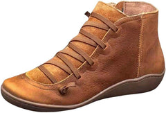 Ankle Boots for Women No Heel Slip On Flat Low Heel Casual Sneaker Fashion Side Zipper Vintage Fall Winter Ankle Booties