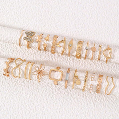 Ethnic Diamond Pearl Stackable Knuckle Women Halloween Jewelry Gift Set