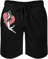 Pinup Girls Heart Mens Swim Trunks Quick Dry Beach Shorts Casual Sports Board Shorts Swimwear with Pocket