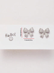 Gold Pearl Bow Earrings Dangle Drop Jewelry for Women Christmas Ribbon Bow Gift