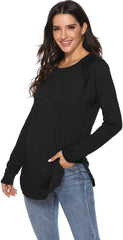 Newchoice Women's Casual Batwing Long Sleeve T Shirt Round Neck Basic Loose Tunic Tops