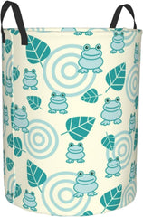Cute Frog Laundry Hamper Circular Laundry Basket Bin Dirty Clothes Bag Storage Basket Small