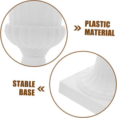 Roman Style Plastic Planter Pot with Wide Opening for Indoor Outdoor Use Vintage European Flower Container for Wedding Party Decoration White Removable Floral Urn