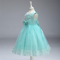 2-10T Big Little Girl Ball Gown Short Lace Flower Tulle Prom Dresses for Wedding Party Evening Dance