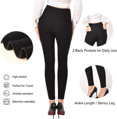 Ginasy Dress Pants for Women Business Casual Stretch Pull On Work Office Dressy Leggings Skinny Trousers with Pockets