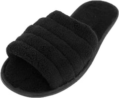 Easy USA Men's Plush Terry Open Toe Slippers