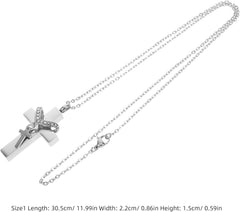 YARNOW Stainless Steel Cremation Jewelry Pet Urn Ashes Holder Necklace with Cross Pendant Keepsake Memorial Necklace for Dogs and Cats