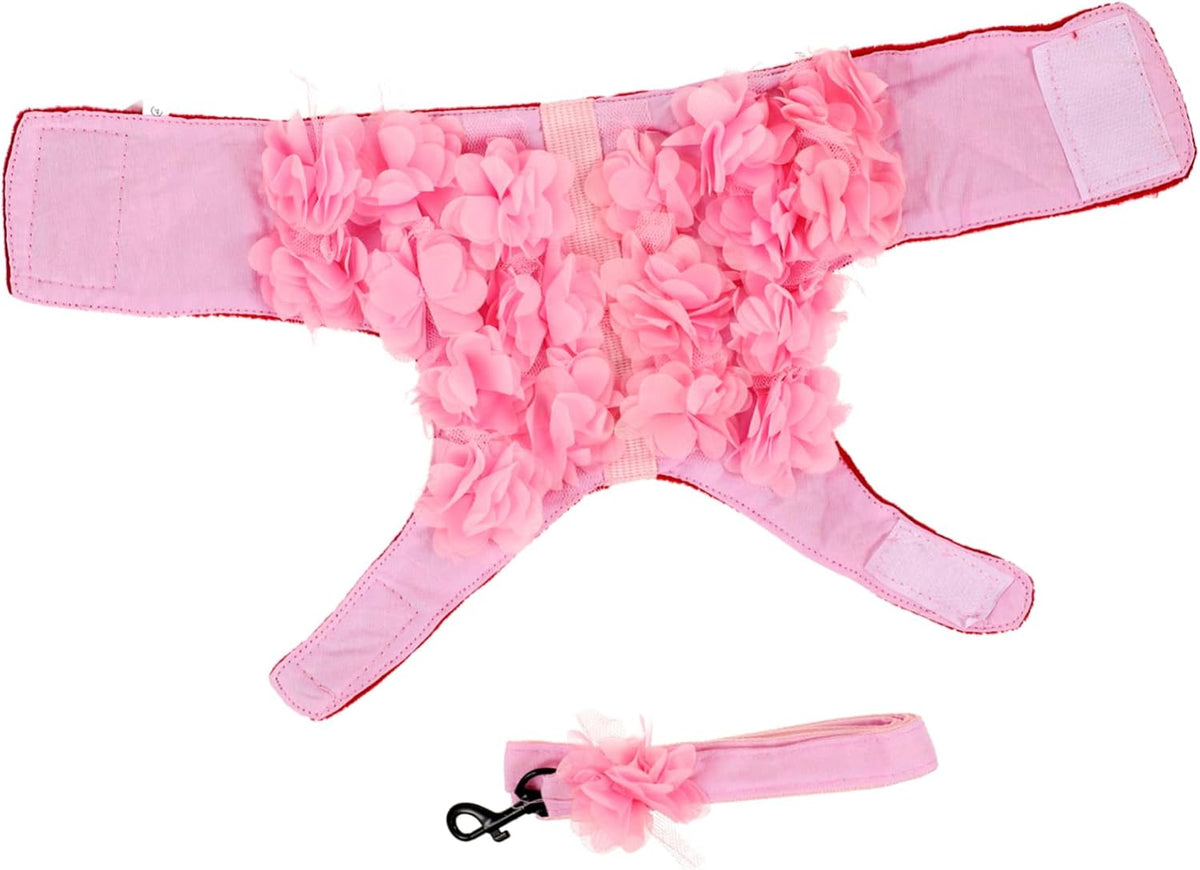 Balacoo 1Pc Flower Design Dog Traction Rope with Chest Strap Breathable Pet Harness for Dogs for Spring and Summer Walks Random Colors