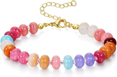 Colorful Abacus Bead Bracelet Bead Bohemian Style Summer Beach Bracelet Adjustable Simple Layered Bracelet for Women Natural Stone Gift