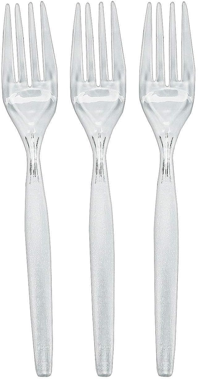 Fun Express - Clear Plastic Forks (50 Pc) - Party Supplies - Solid Tableware - Cutlery - 50 Pieces