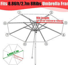 Generic Patio Umbrella 8.9/9.8ft Replacement Canopy for 8 Ribs,Outdoor Table Umbrella Canopy,Replacement parasol canopy Cover for Backyard Garden Beach Pool