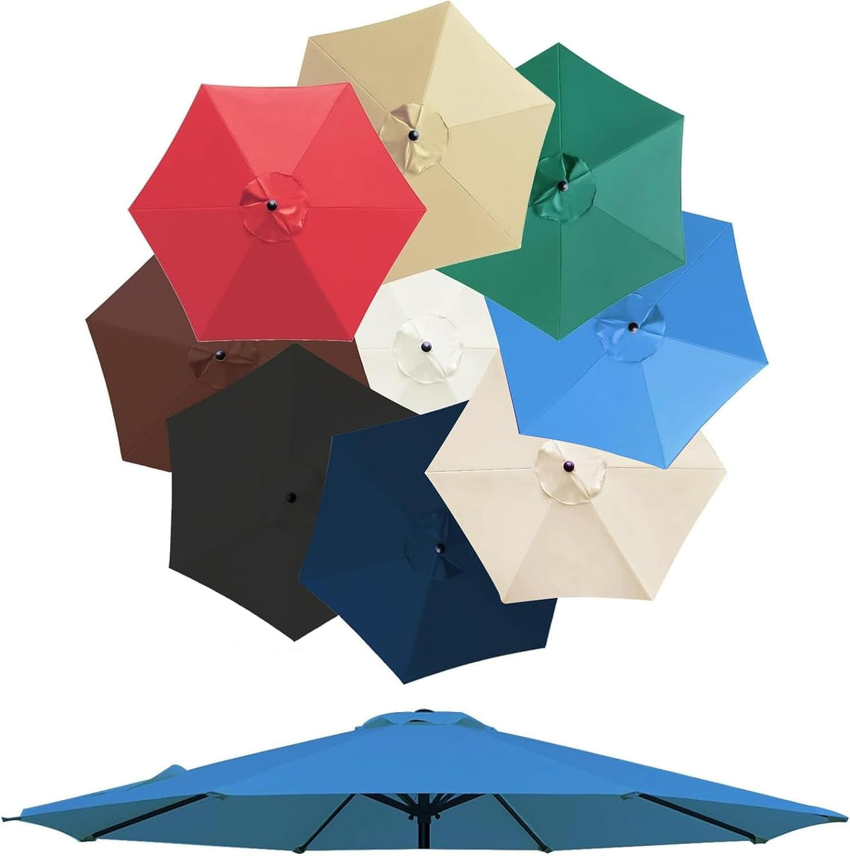 Outdoor Table Market Yard Umbrella Replacement Top Cover, Replacement Umbrella Cloth 200/270/300cm, 6ribs/8ribs Replacement Canopy for Patio Sun Umbrella