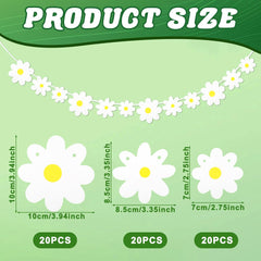 5 Pcs Groovy Daisy Party Hanging Banners, Boho Birthday Daisy Party Decoration Paper Garlands Yellow and White Daisies Flower Hanging Hippie Flower Theme Accessories for Girl Birthday Supplies