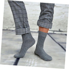 5 Pairs Mens Socks Skid-resistant Warm Cotton Mid Crew Socks for Square Grid Design