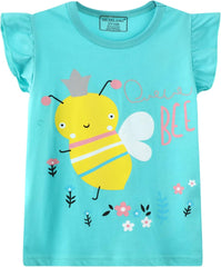 HILEELNAG Girls' Tees Short Sleeve Cotton Casual Graphic T-Shirts Easter Summer Tops 3Packs