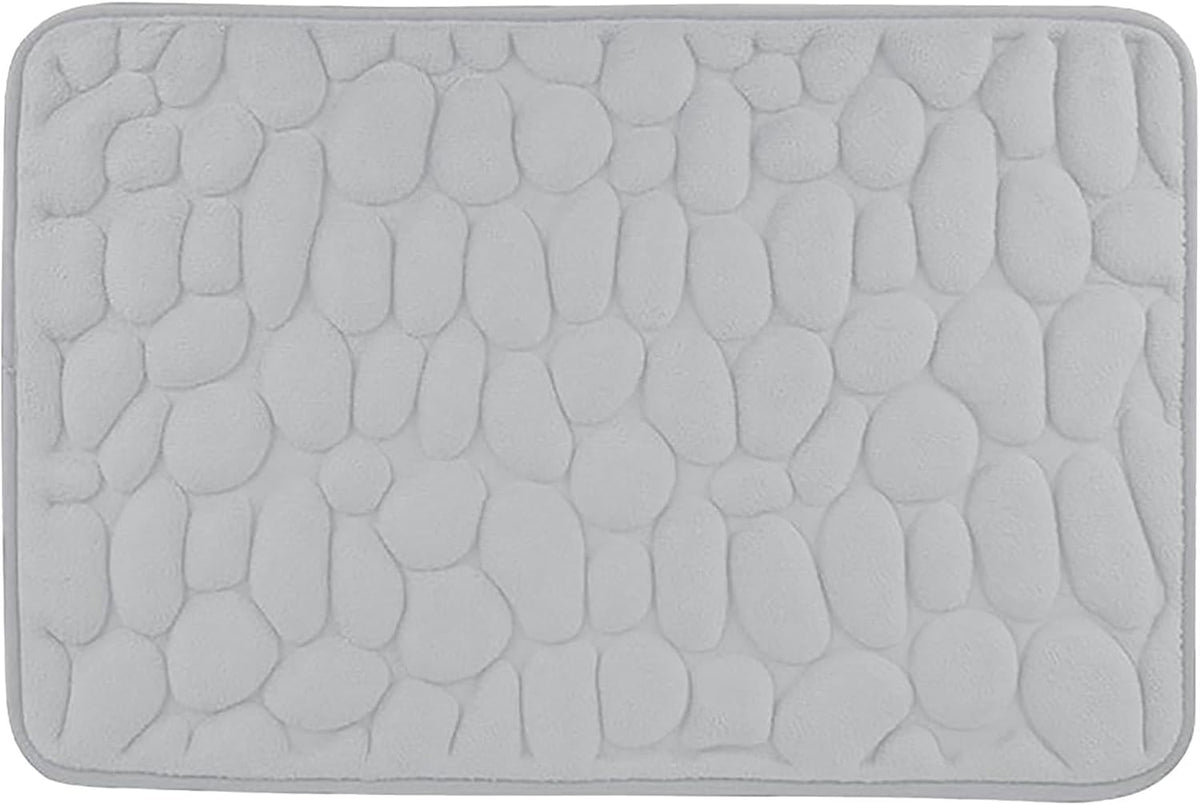 Generic Memory Foam Bath Mat Massage Stone Embossed Bathroom Rugs Super Water Absorbent Machine Washable Bath Rugs Non-Slip Bath Mat Entrance Bedroom Floor Carpet Doormats Living Room, 60* 90cm, Grey