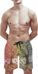Men's Swim Trunks Autumn Naturally Beach Shorts Quick Dry Summer Bathing Suit Swimwear Beachwear with Pockets