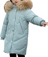Girls Boys Winter Outerwear Hooded Down Coat Packable Lightweight Warm Puffer Down Jacket with (Green, 9-10 Years)