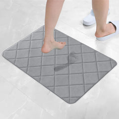 Bath Mats for Bathroom Rugs Memory Foam Absorbent Shower Mat Bath Tub Mat Soft Non Slip Bathroom Rug Washable Wash Dry, Thick Carpet Toilet Rug Gray