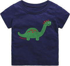 KAGAYD Children Cotton Soft Loose Tee Short Sleeve Round Neck Shirts Dinosaur Print Tops Clothes Boys Girls Casual Shirt