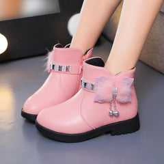IWIHMIV Toddler Girl Winter Shoes Girls Ankle Boots Side Zipper Outdoor Booties Dress Walking Shoes Girls Ankle Boots