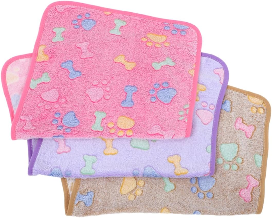 Hemoton 3pcs Small Dog Blanket Washable Pet Blankets for Indoor Cats and Dogs Fleece Puppy Pad Cooling Bed Bone Pattern