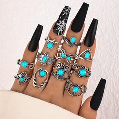 Asymmetrical Gemstone Geometric Rings, Contemporary Jewelry, Interlocking Knuckle Bands, Fashion Gift